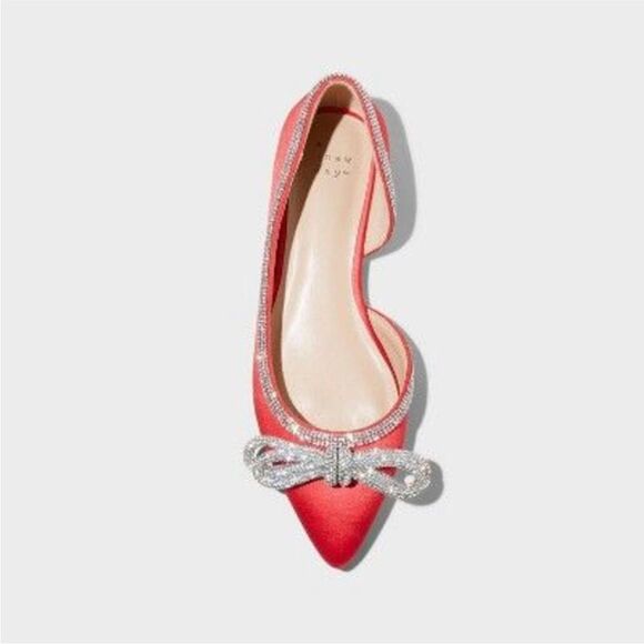 Women's Juliette Bow Ballet Flats - A New Day Red 6 NEW - Picture 10 of 11
